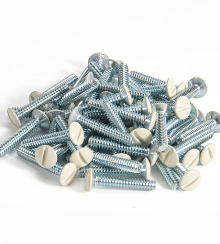 3/4" Long 6-32 Thread, Oval Head Milled Slot Replacement Wall Plate Screws, 30 Pack, Light Almond