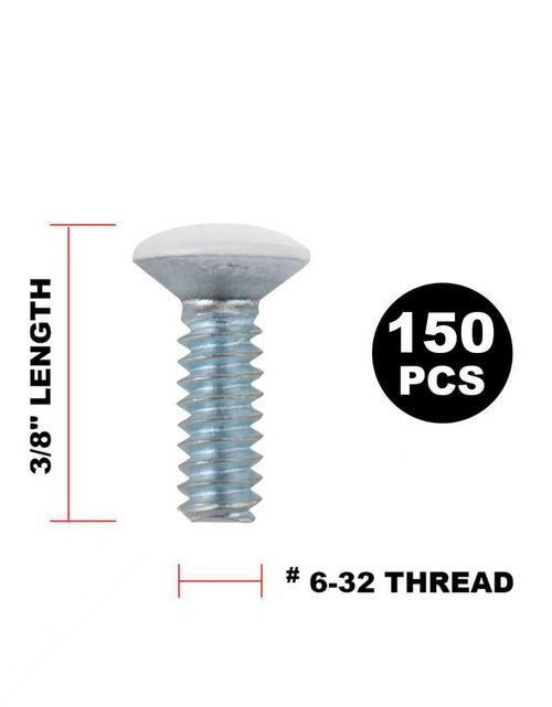 Load image into Gallery viewer, 3/8" Long 6-32 Thread, Oval Head Milled Slot Replacement Wall Plate Screws, 90 Pack, White
