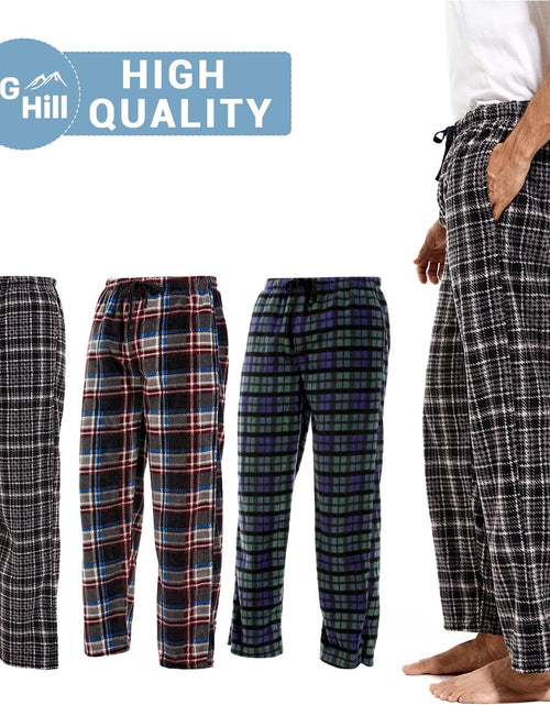 Load image into Gallery viewer, 3 Pack Plaid Mens Pajama Pants Set Bottoms Fleece Lounge Sleepwear Pjs with Pockets Microfleece
