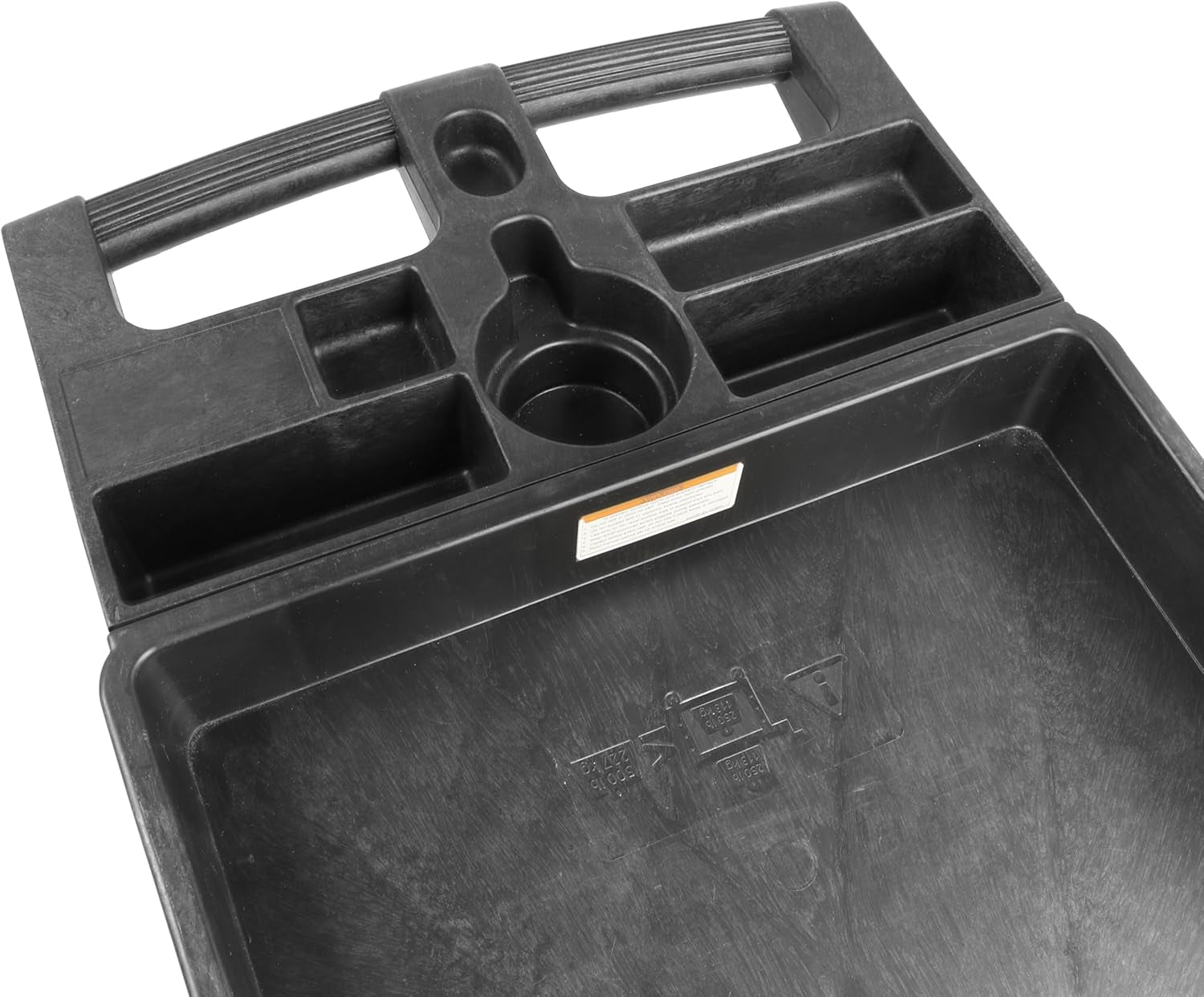 80855 Heavy Duty 2-Shelf Service Cart - 500 Lb Capacity Polypropylene Utility Cart with 5" Non-Marring Casters, Deep Trays & Built-In Tool Storage for Garage, Warehouse, & Workshop