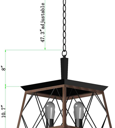 Farmhouse Rustic Chandeliers,Antique Geometric Industrial Hanging Light Bronze 4 Lights for Dining Room Kitchen Island Entryway Foyer Restaurant UL Listed