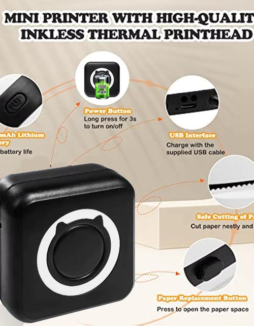 Load image into Gallery viewer, Mini Portable Thermal Printer Paper Photo Pocket Thermal Printer Printing Wireless BT Connect Printers 200Dpi Photo Lable
