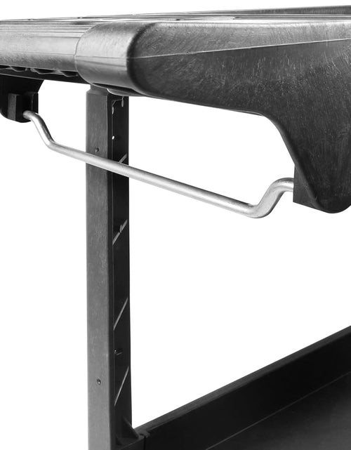 Load image into Gallery viewer, 80855 Heavy Duty 2-Shelf Service Cart - 500 Lb Capacity Polypropylene Utility Cart with 5" Non-Marring Casters, Deep Trays &amp; Built-In Tool Storage for Garage, Warehouse, &amp; Workshop
