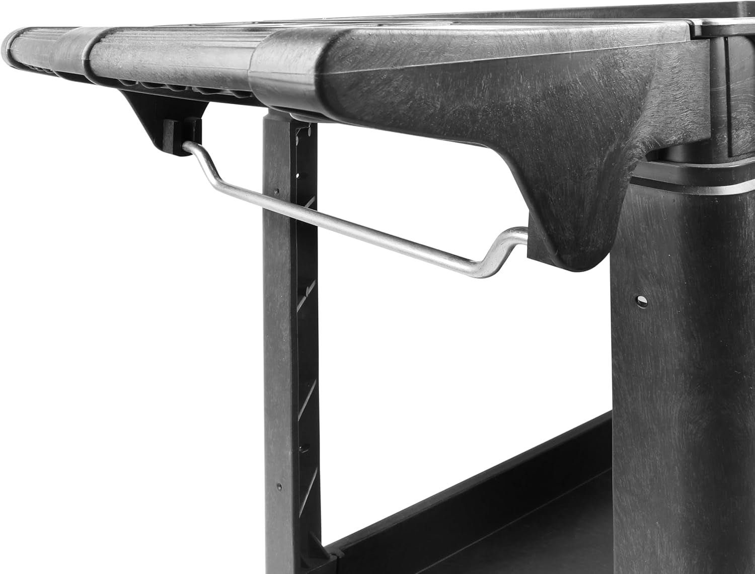 80855 Heavy Duty 2-Shelf Service Cart - 500 Lb Capacity Polypropylene Utility Cart with 5" Non-Marring Casters, Deep Trays & Built-In Tool Storage for Garage, Warehouse, & Workshop