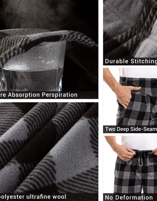 Load image into Gallery viewer, 3 Pack Plaid Mens Pajama Pants Set Bottoms Fleece Lounge Sleepwear Pjs with Pockets Microfleece
