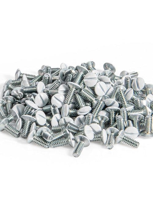 Load image into Gallery viewer, 3/8" Long 6-32 Thread, Oval Head Milled Slot Replacement Wall Plate Screws, 90 Pack, White
