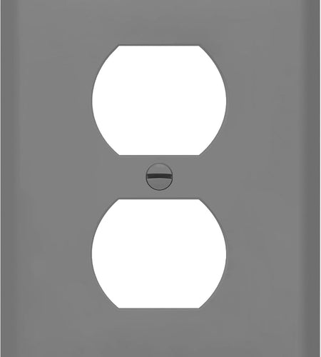 Duplex Receptacle Outlet Wall Plate, Electrical Outlet Cover, Gloss Finish, Mid-Size 1-Gang 4.88" X 3.11", Unbreakable Polycarbonate Thermoplastic, UL Listed, 8821M-GY, Gray