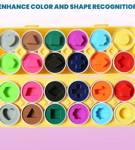 Fun Egg Matching Toy (Total 12 Eggs) - Toddler STEM Easter Eggs Toys, Shape Recognition Egg Toys for Kids, Educational Color Sorting Toys, Play Egg Shapes Puzzle Set