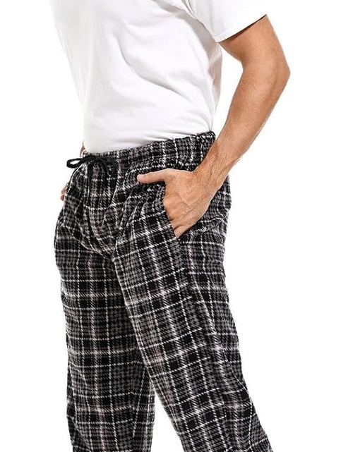 Load image into Gallery viewer, 3 Pack Plaid Mens Pajama Pants Set Bottoms Fleece Lounge Sleepwear Pjs with Pockets Microfleece
