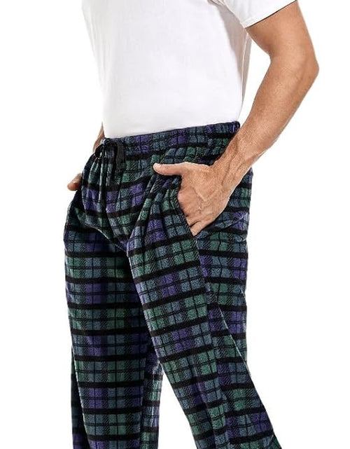 Load image into Gallery viewer, 3 Pack Plaid Mens Pajama Pants Set Bottoms Fleece Lounge Sleepwear Pjs with Pockets Microfleece
